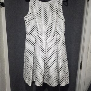 Danny & Nicole White Dress with Black Polka Dots